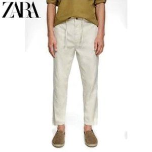 Zara Linen Cotton Tapered Pants